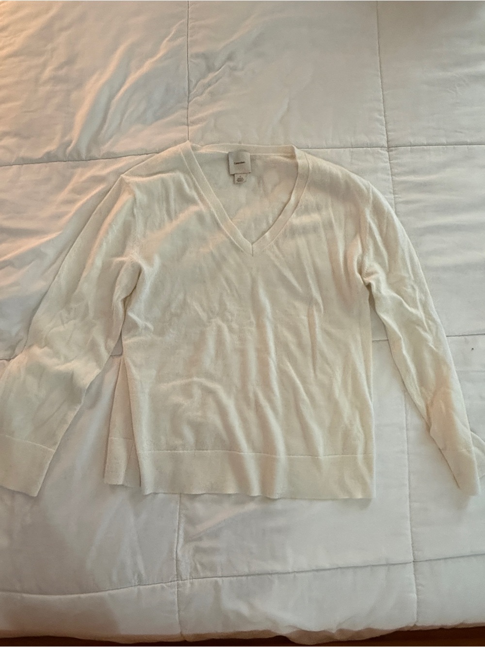 Calvin Klein Off-White V-Neck Sweater